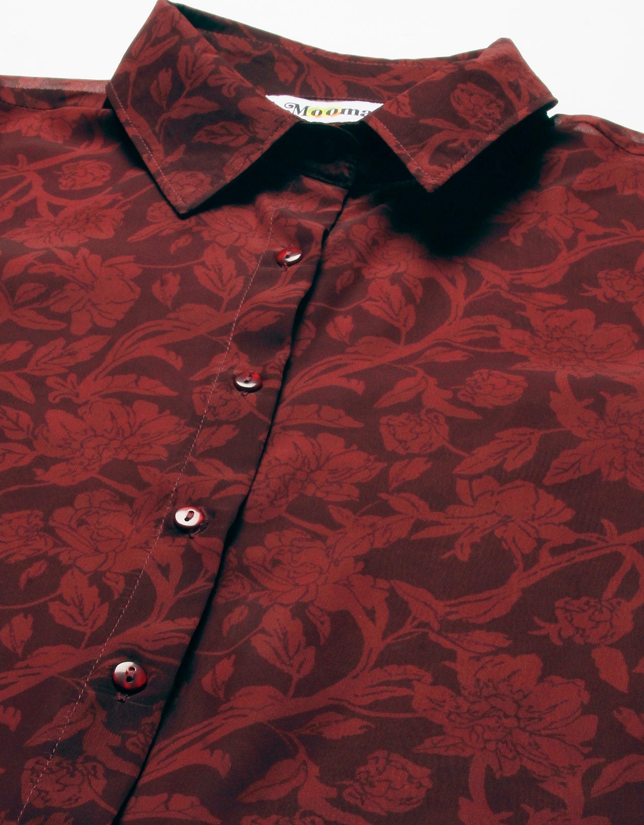 Button Down Collared Sheer Shirt