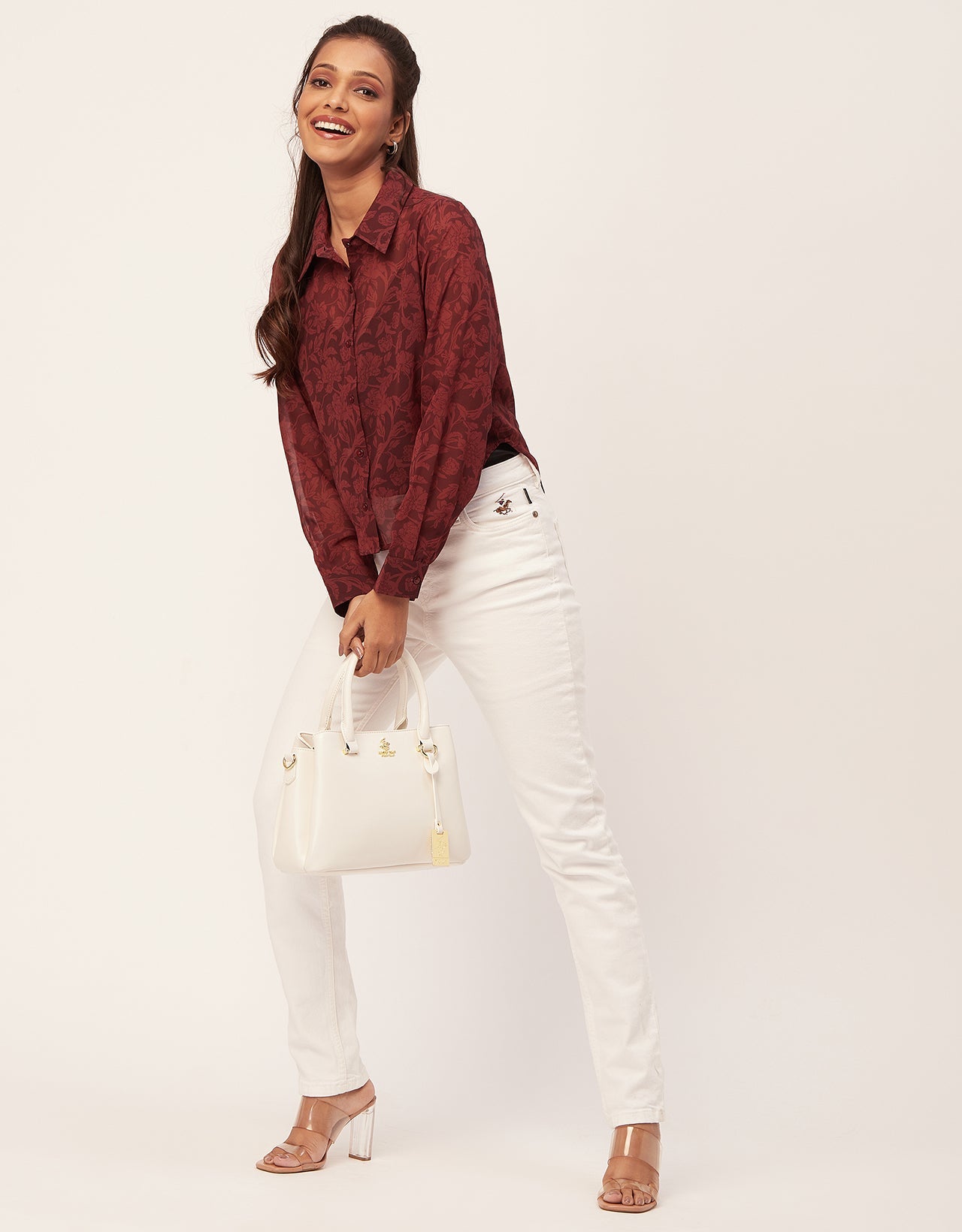 Button Down Collared Sheer Shirt
