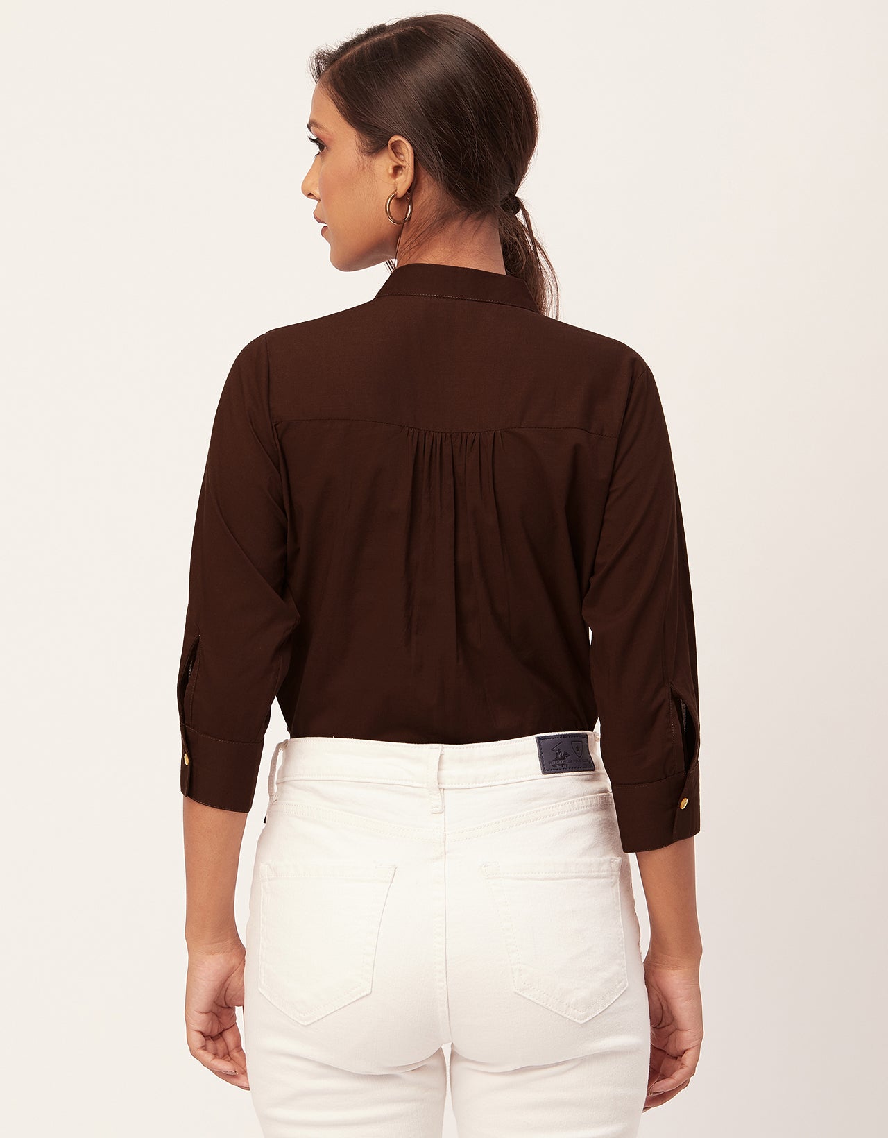 Solid Mandarin Collar Shirt