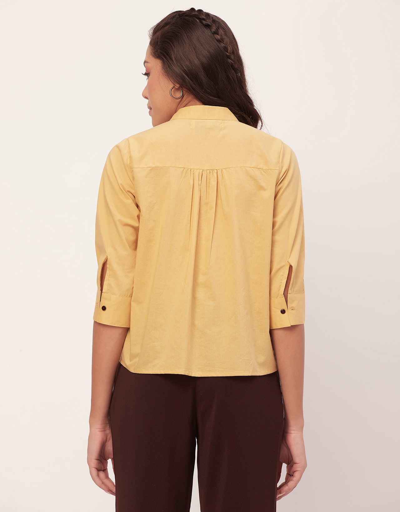 Solid Mandarin Collar Shirt