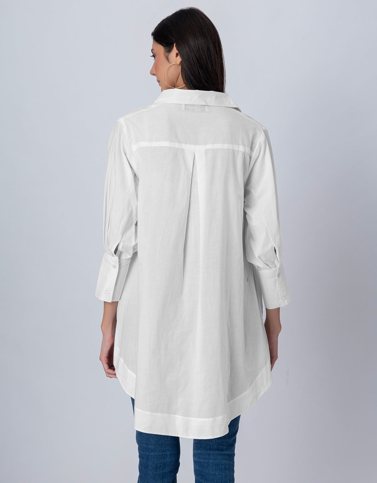 Women High-Low Casual Classic Collar Shirt
