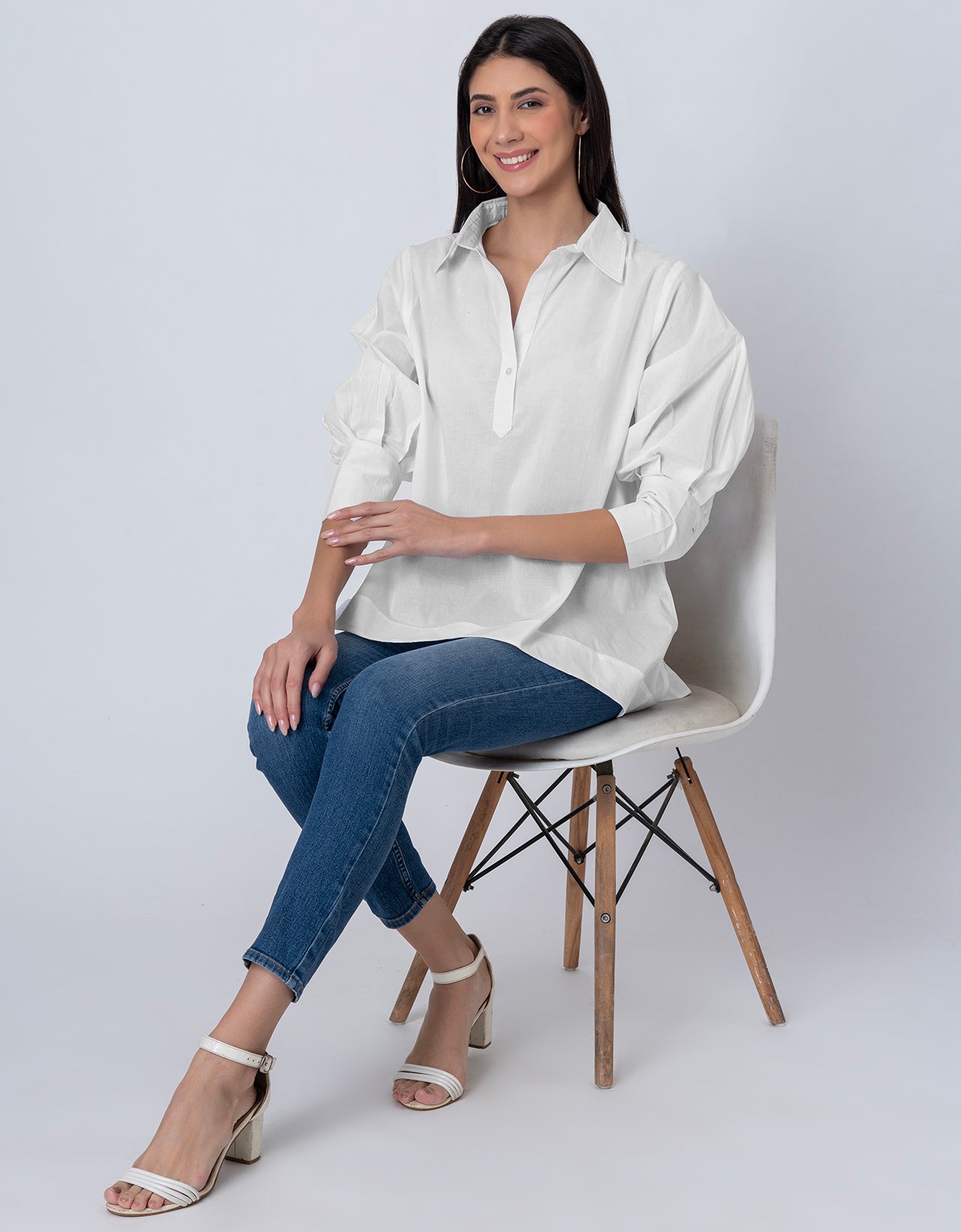 Women High-Low Casual Classic Collar Shirt