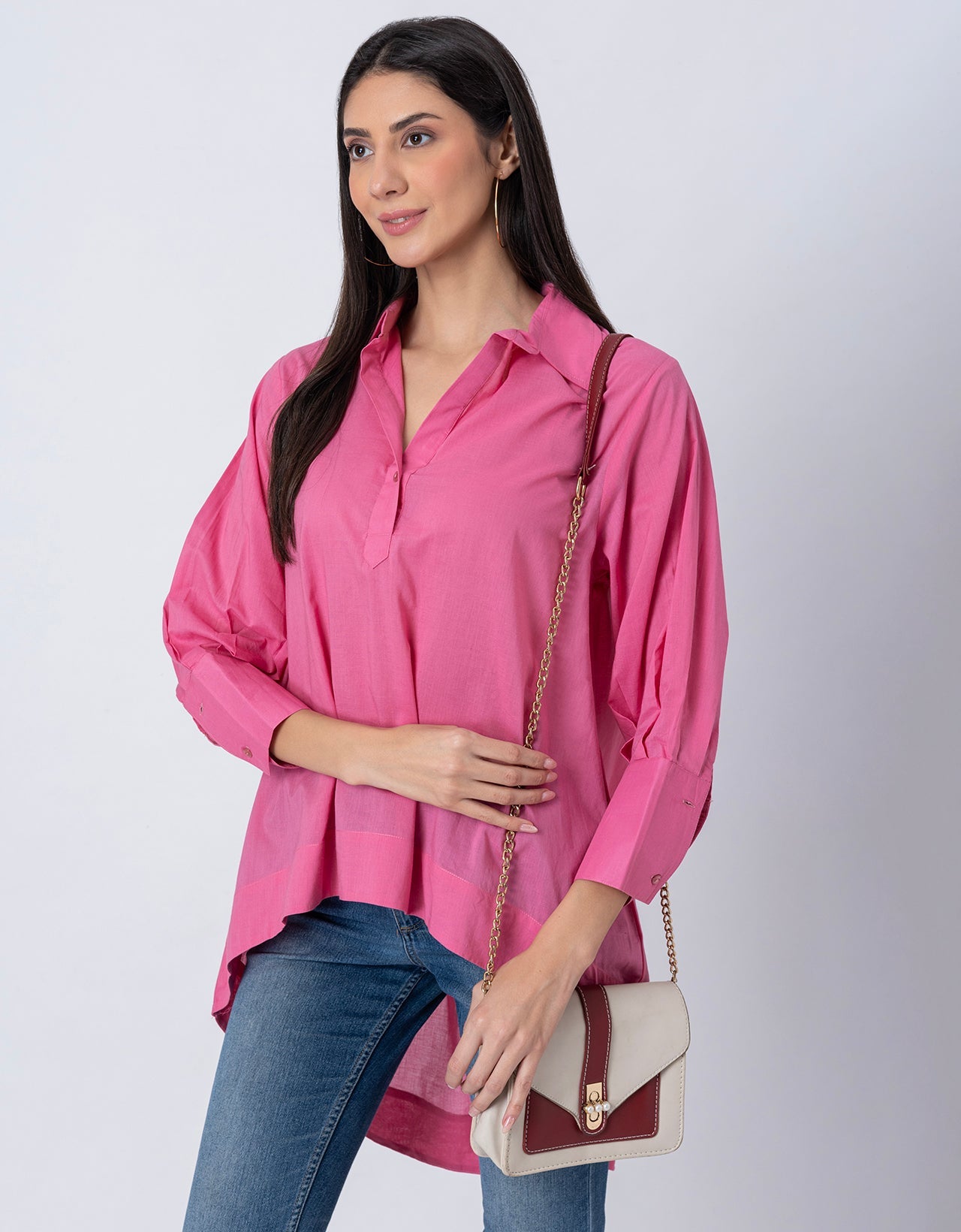 Women High-Low Casual Classic Collar Shirt