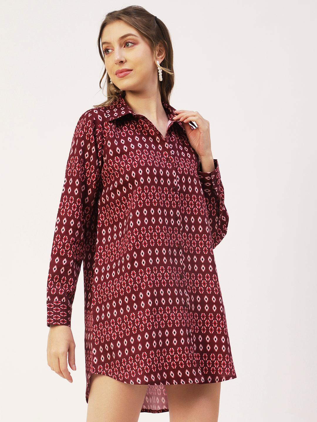 Collared Long Shirt Dress