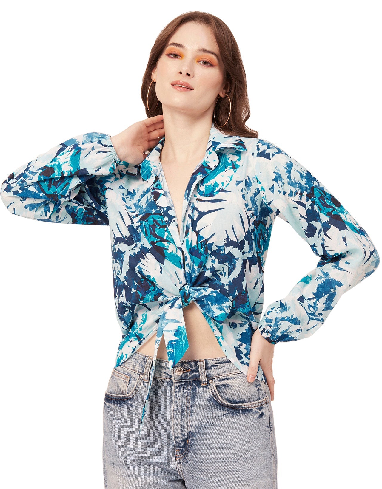 Full Sleeve Knot Crop Top