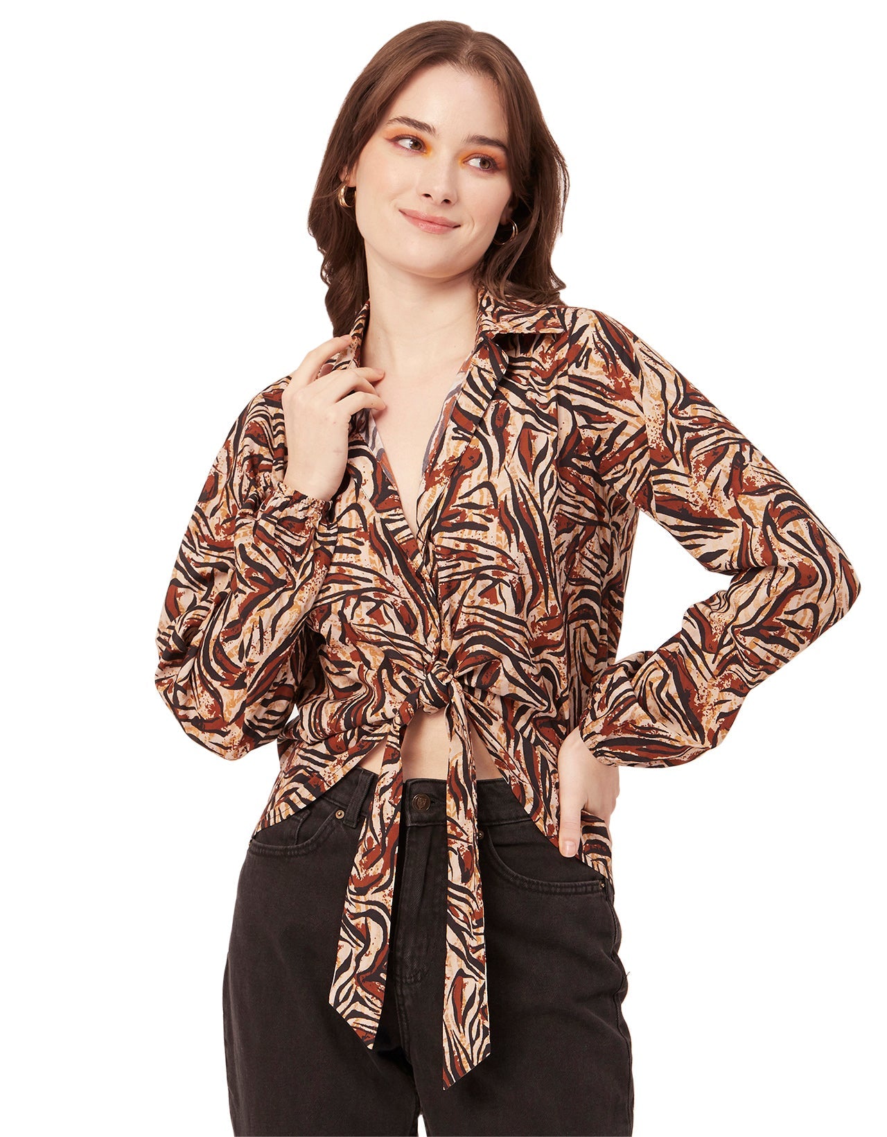 Full Sleeve Knot Crop Top