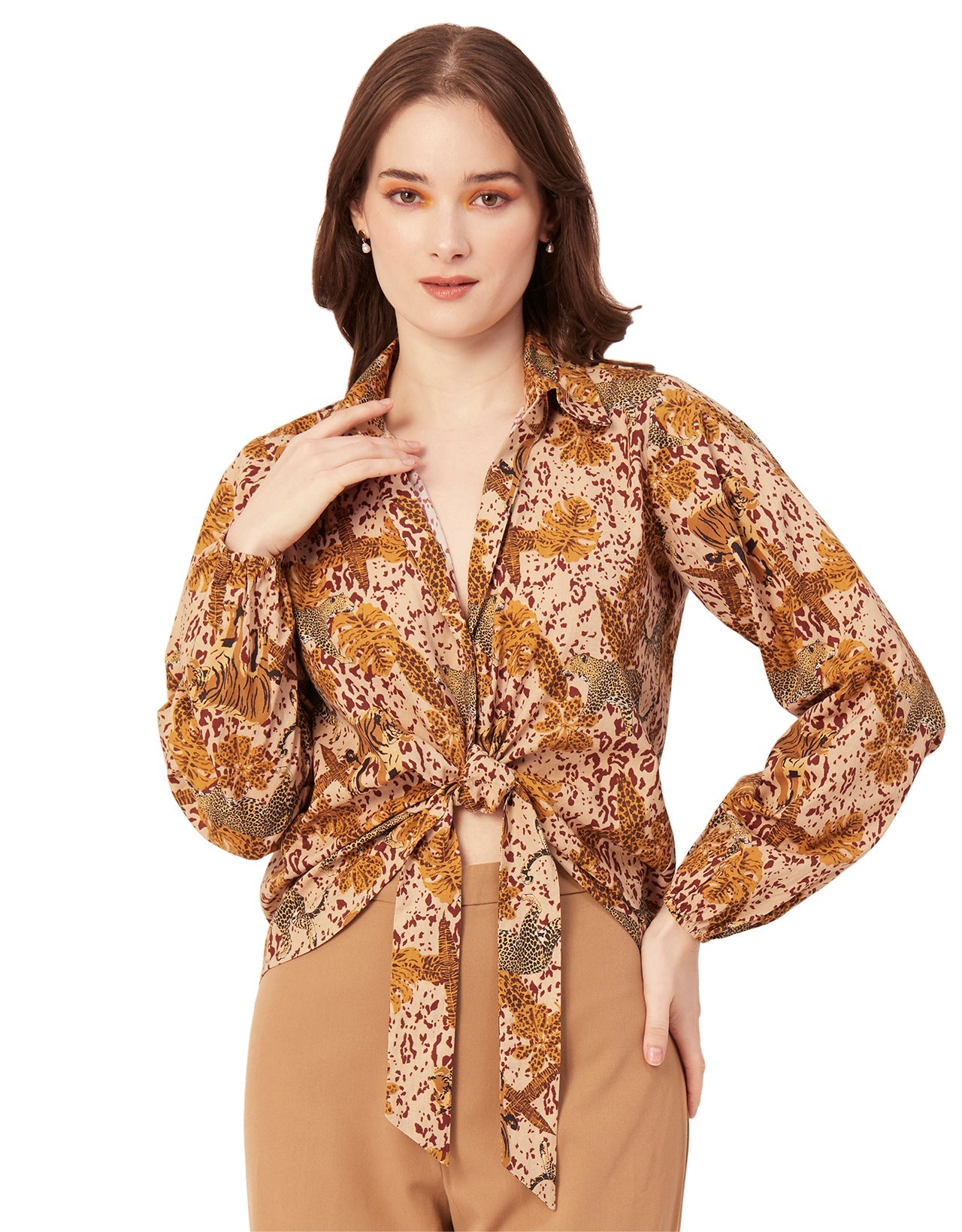 Full Sleeve Knot Crop Top