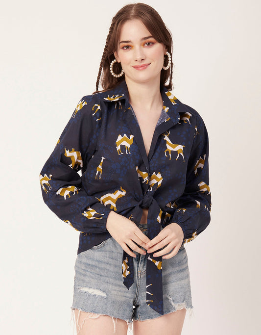 Full Sleeve Knot Crop Top
