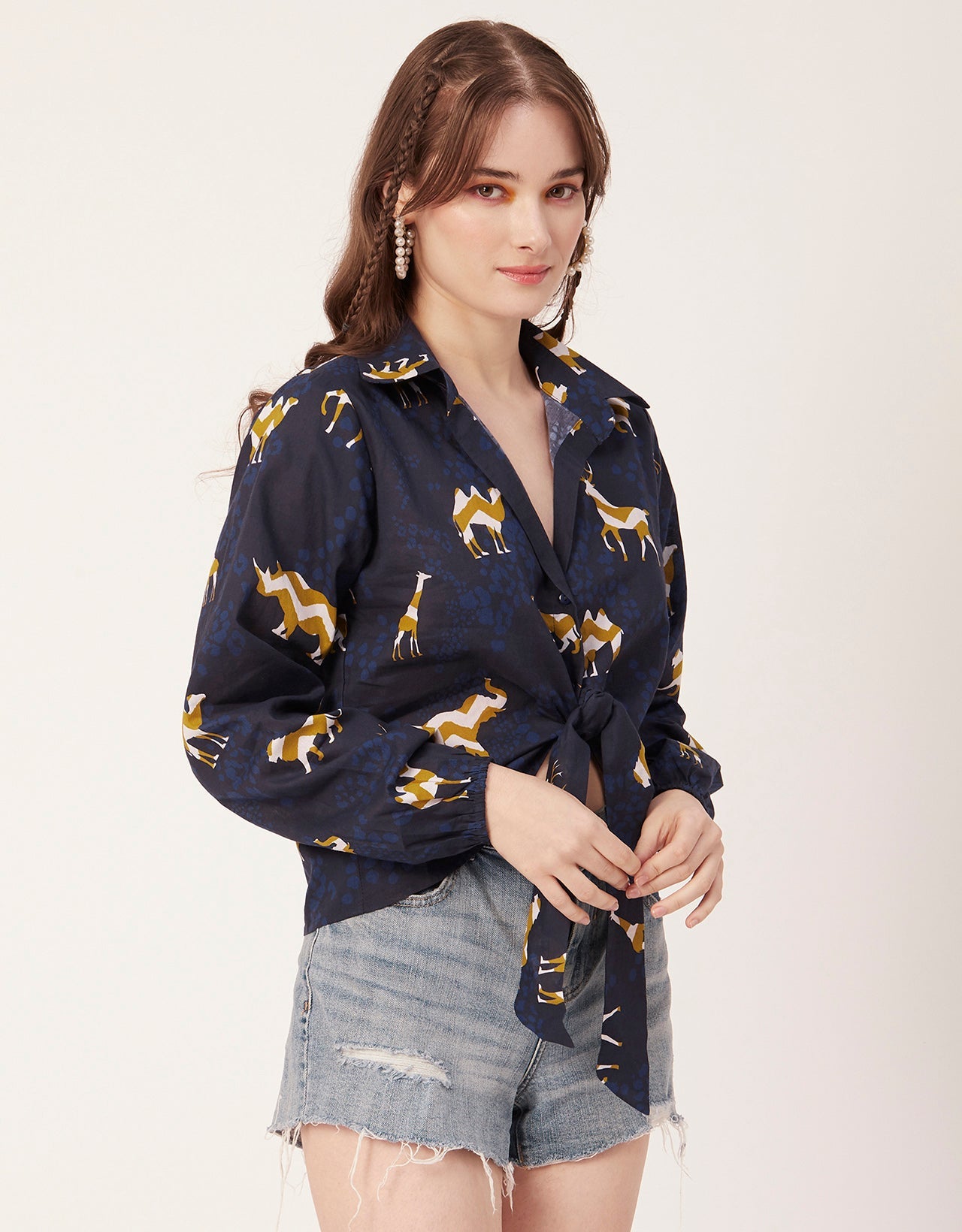 Full Sleeve Knot Crop Top