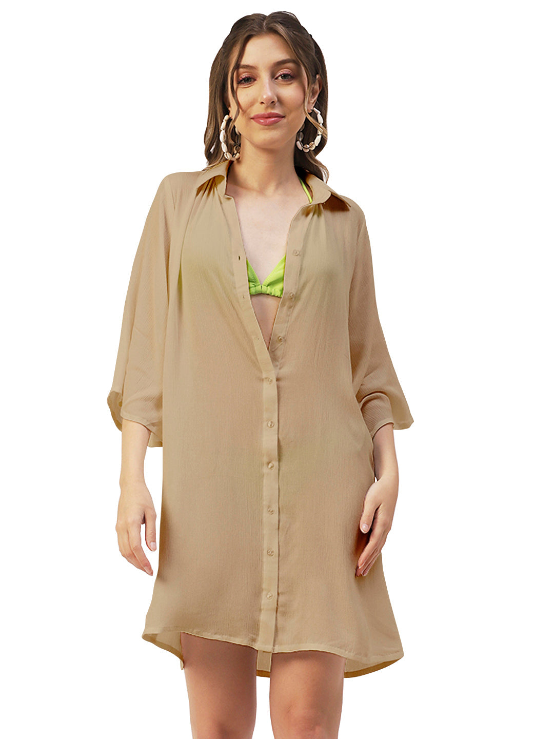 Long Cover Up Sheer Shirt