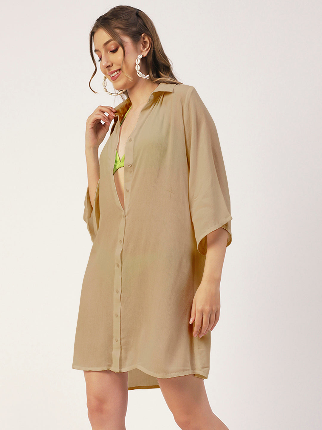 Long Cover Up Sheer Shirt