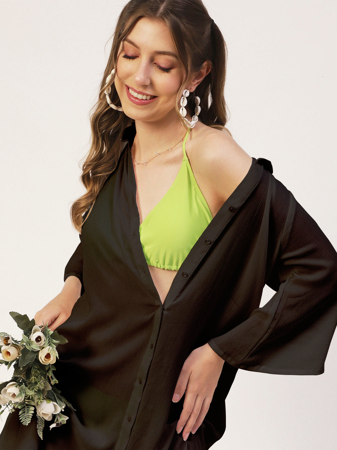 Long Cover Up Sheer Shirt