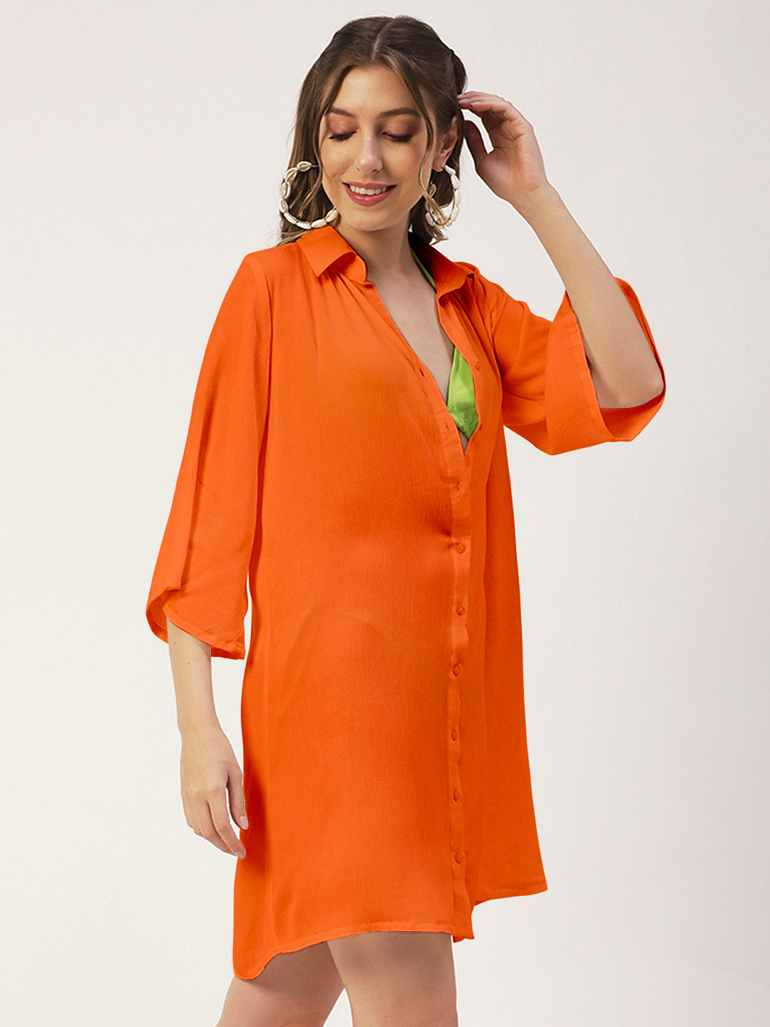 Long Cover Up Sheer Shirt