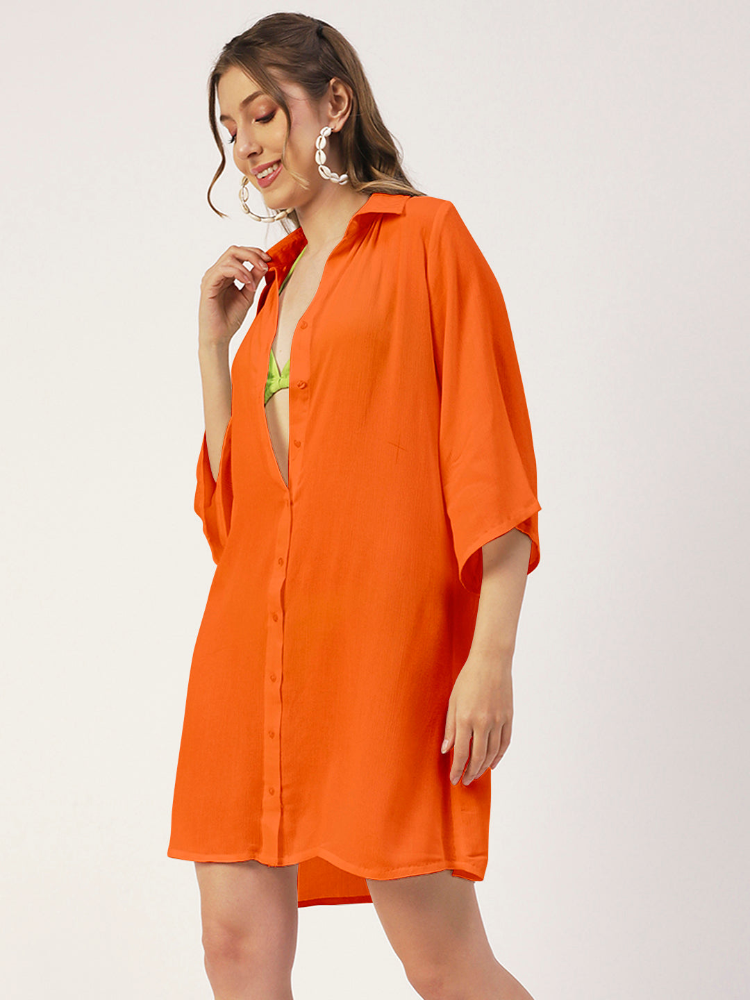 Long Cover Up Sheer Shirt