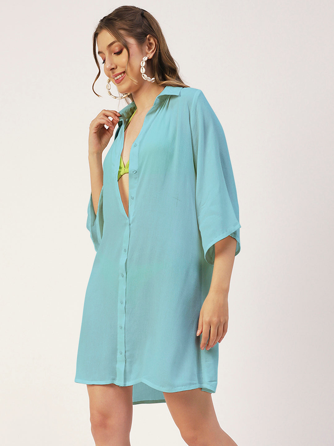 Long Cover Up Sheer Shirt