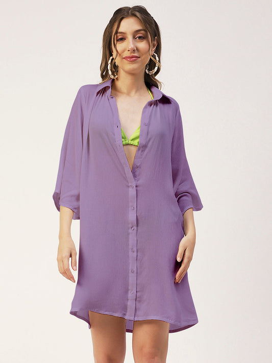 Long Cover Up Sheer Shirt