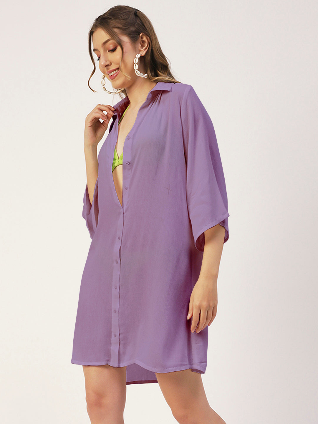 Long Cover Up Sheer Shirt