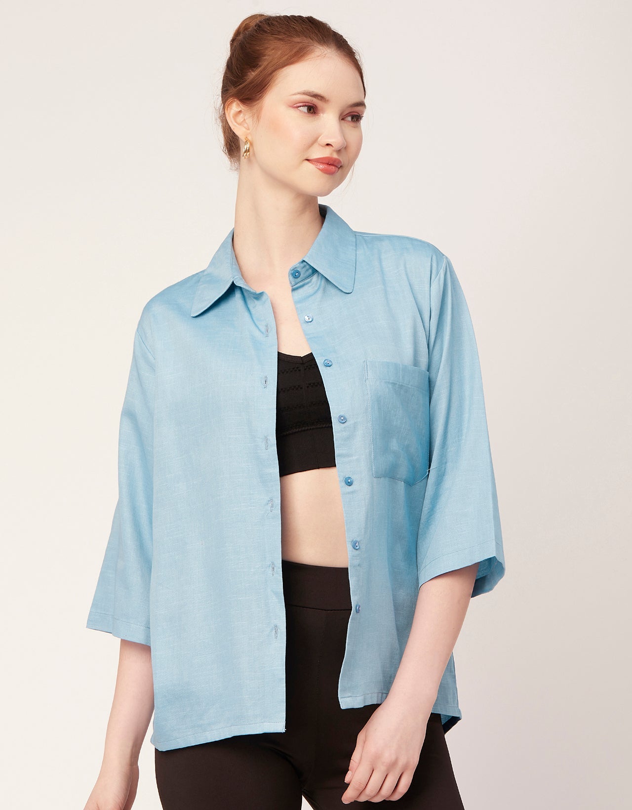 Satin Slub Over-Sized Shirt