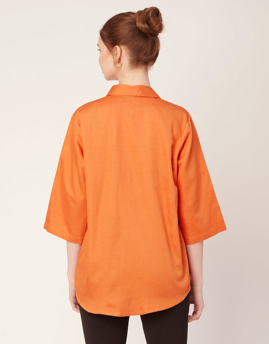 Satin Slub Over-Sized Shirt