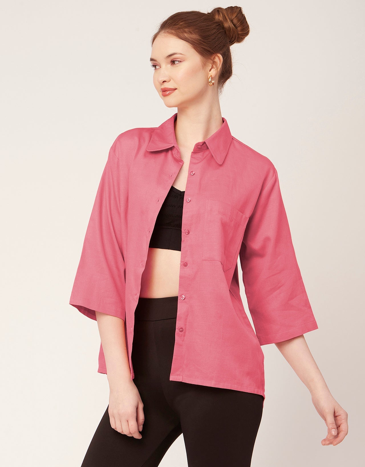 Satin Slub Over-Sized Shirt