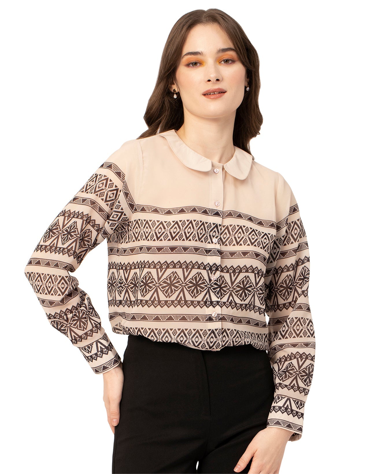 Printed Peter Pan Collar Shirt