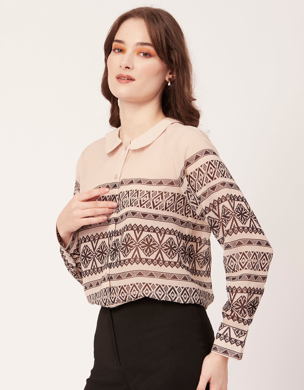 Printed Peter Pan Collar Shirt