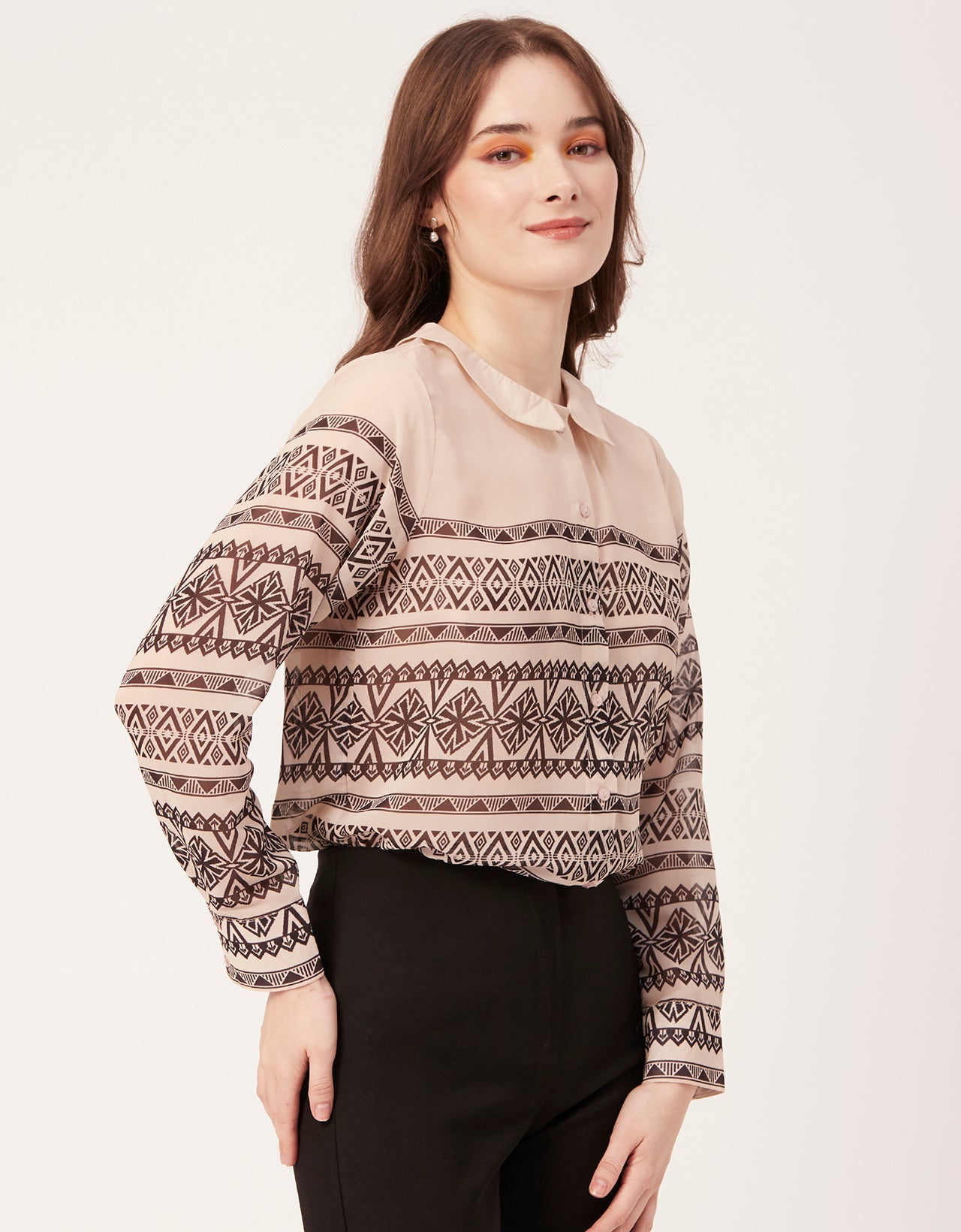 Printed Peter Pan Collar Shirt