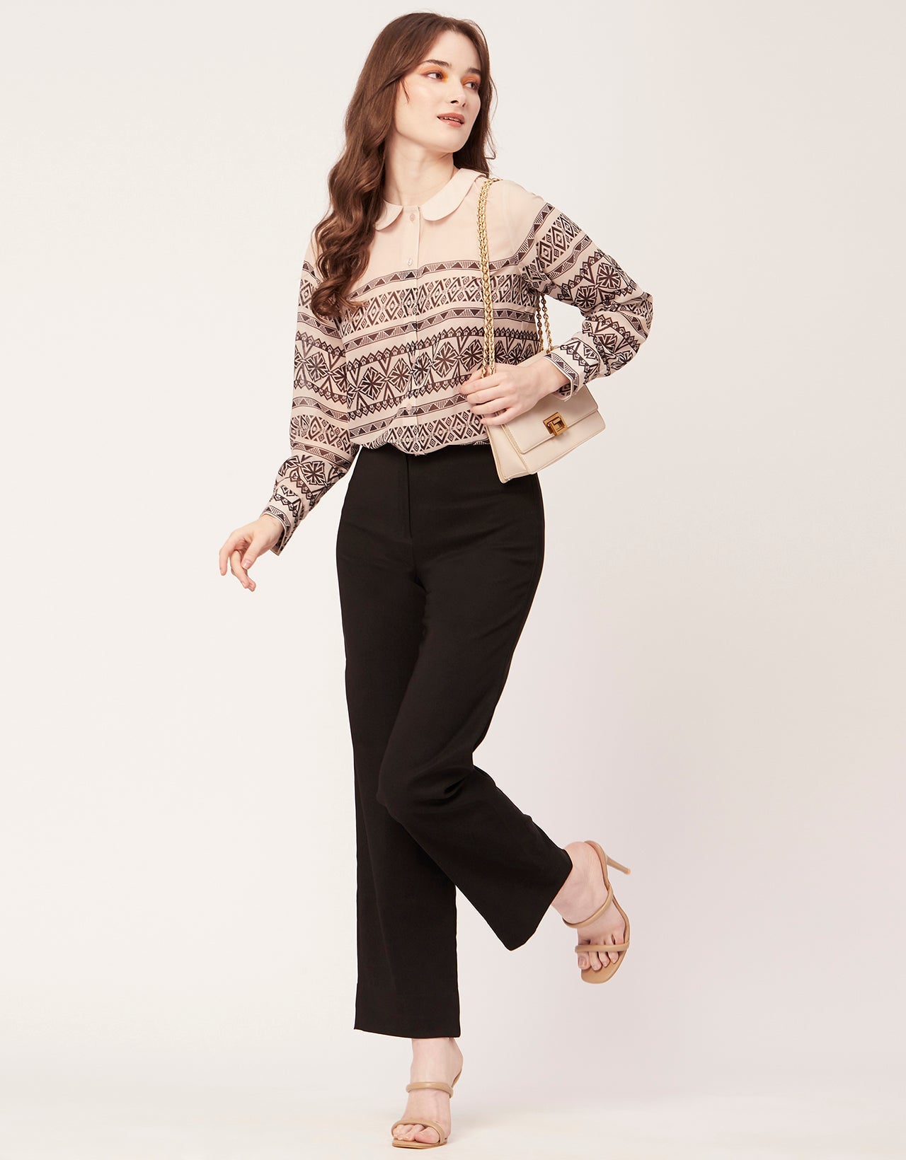 Printed Peter Pan Collar Shirt