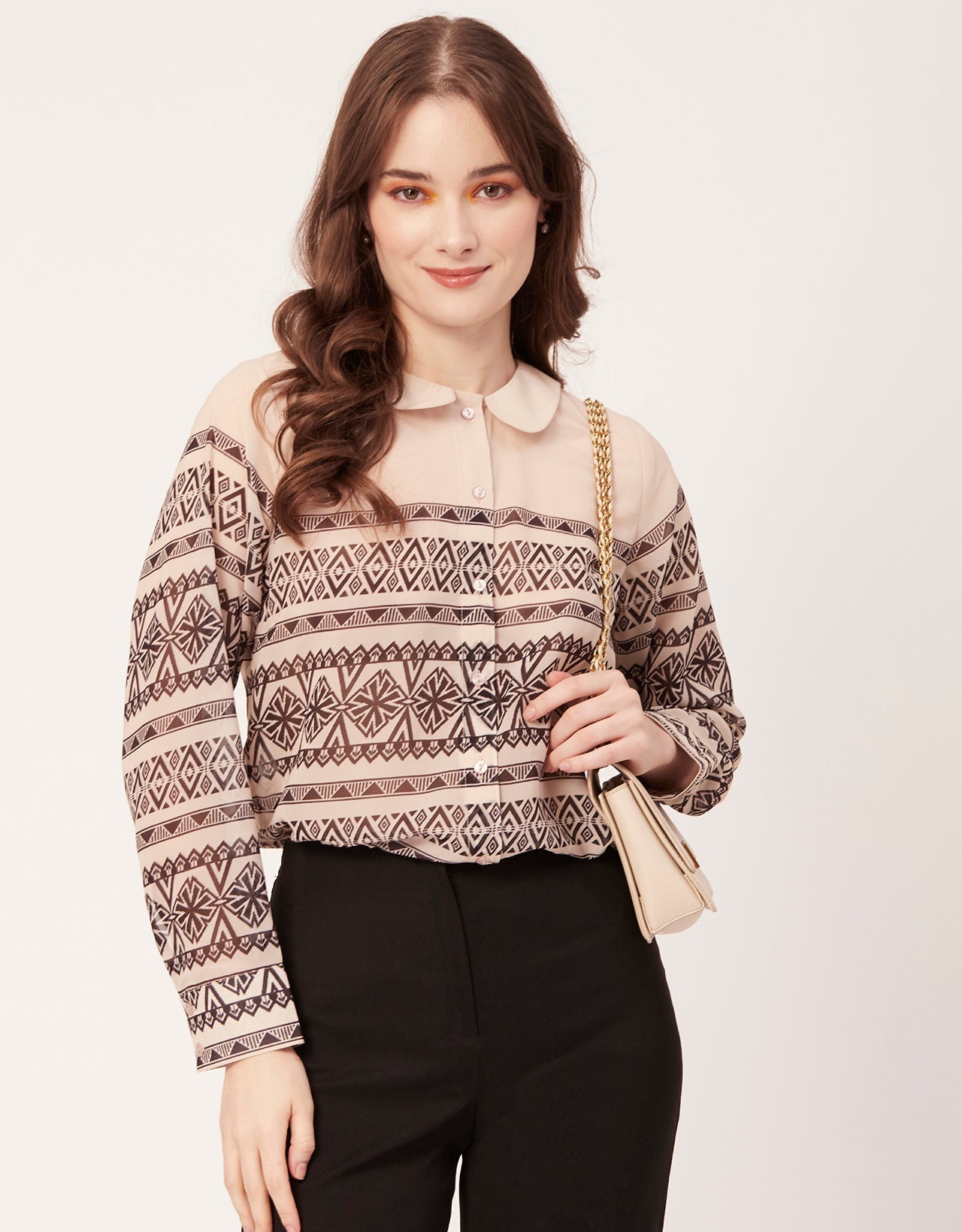 Printed Peter Pan Collar Shirt