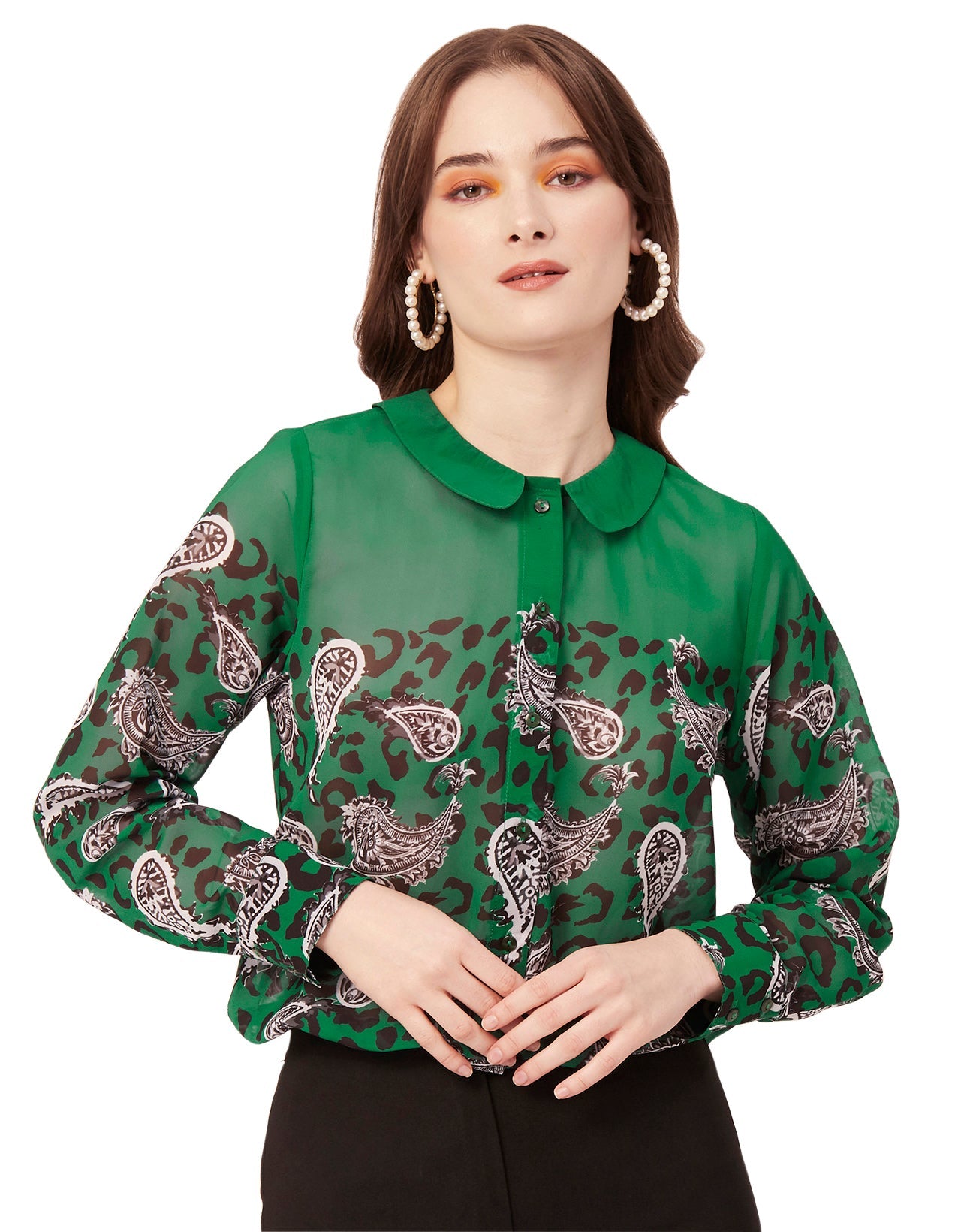 Printed Peter Pan Collar Shirt