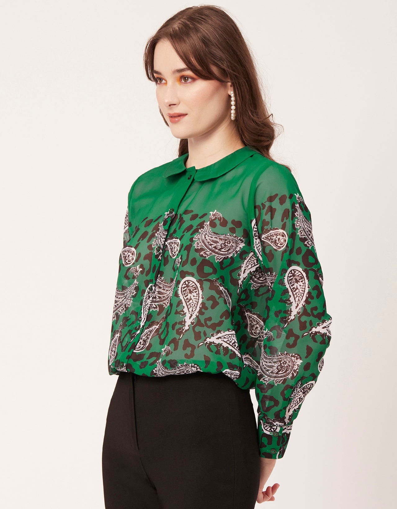 Printed Peter Pan Collar Shirt