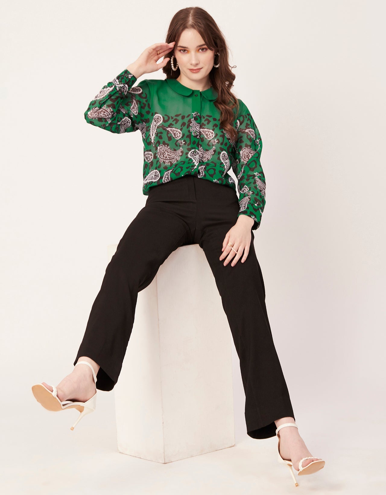 Printed Peter Pan Collar Shirt