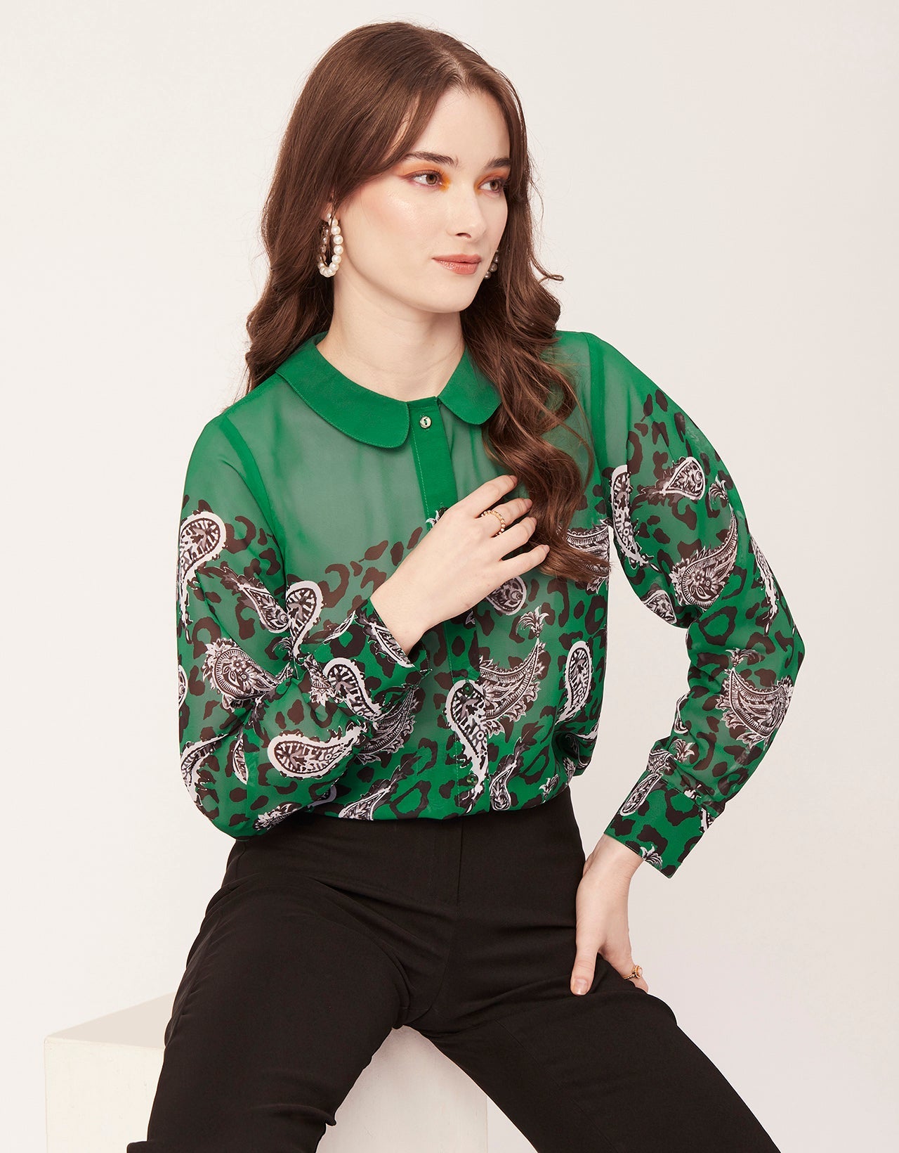 Printed Peter Pan Collar Shirt