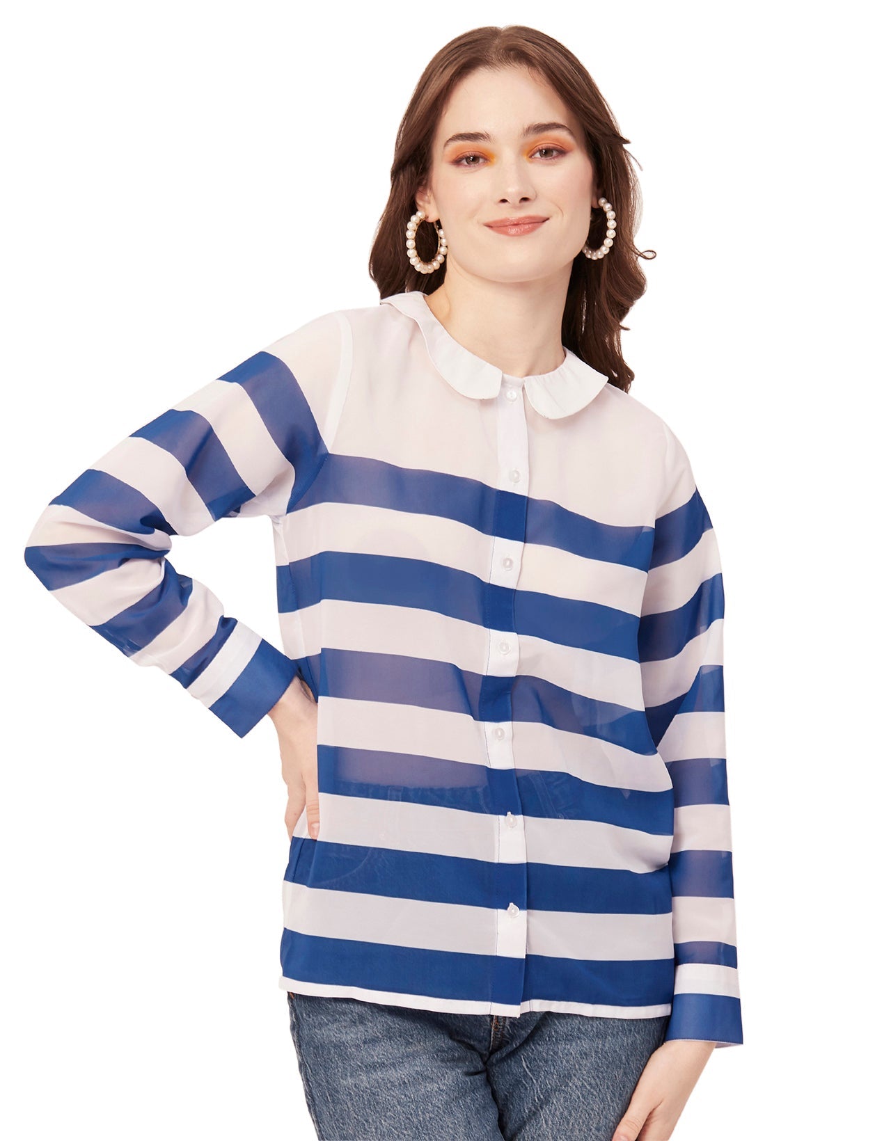 Printed Peter Pan Collar Shirt