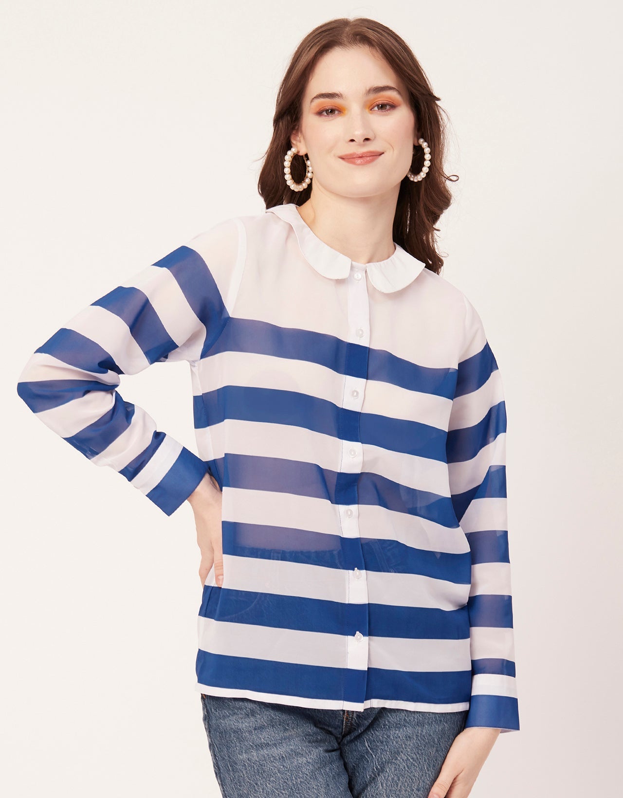 Printed Peter Pan Collar Shirt