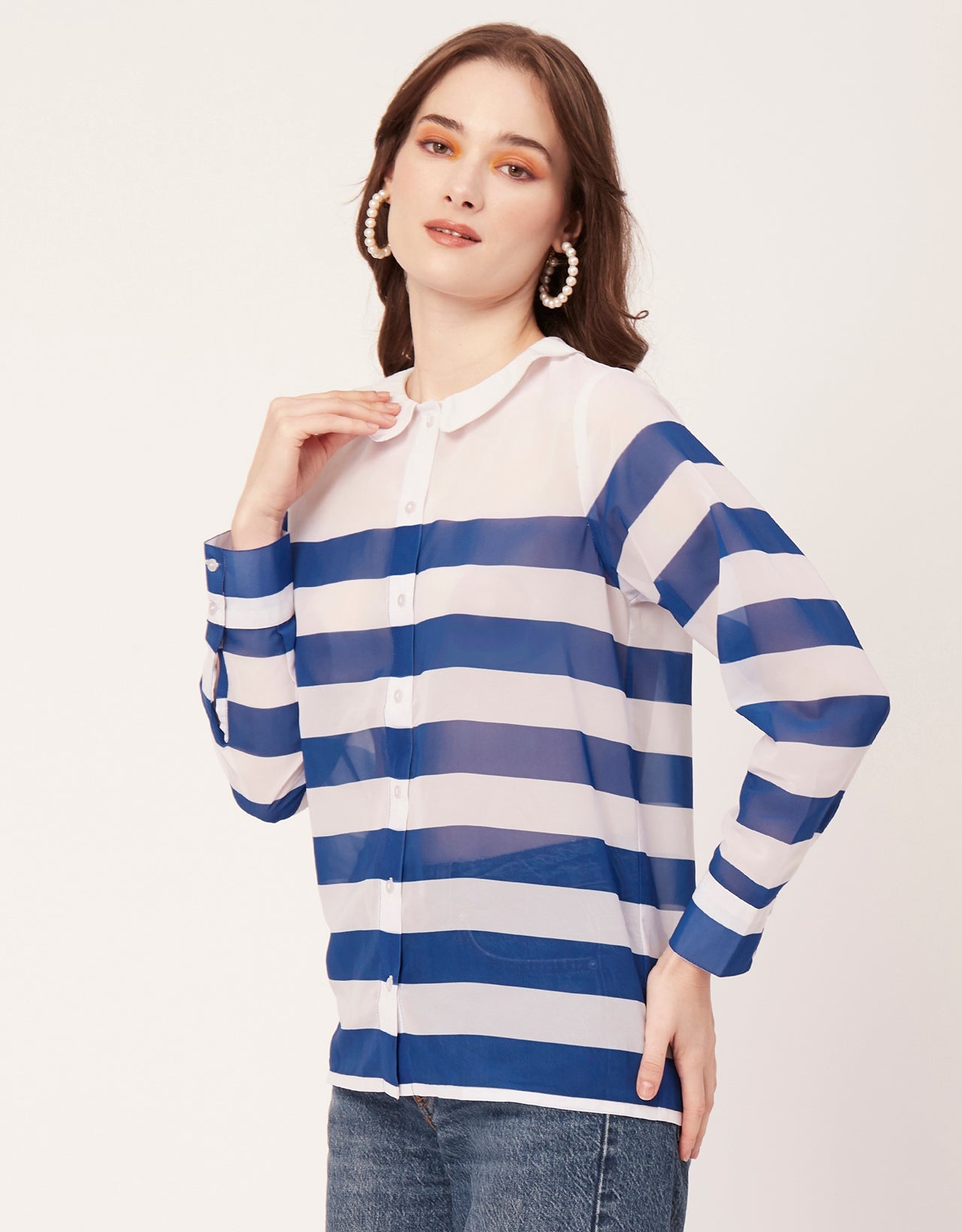 Printed Peter Pan Collar Shirt