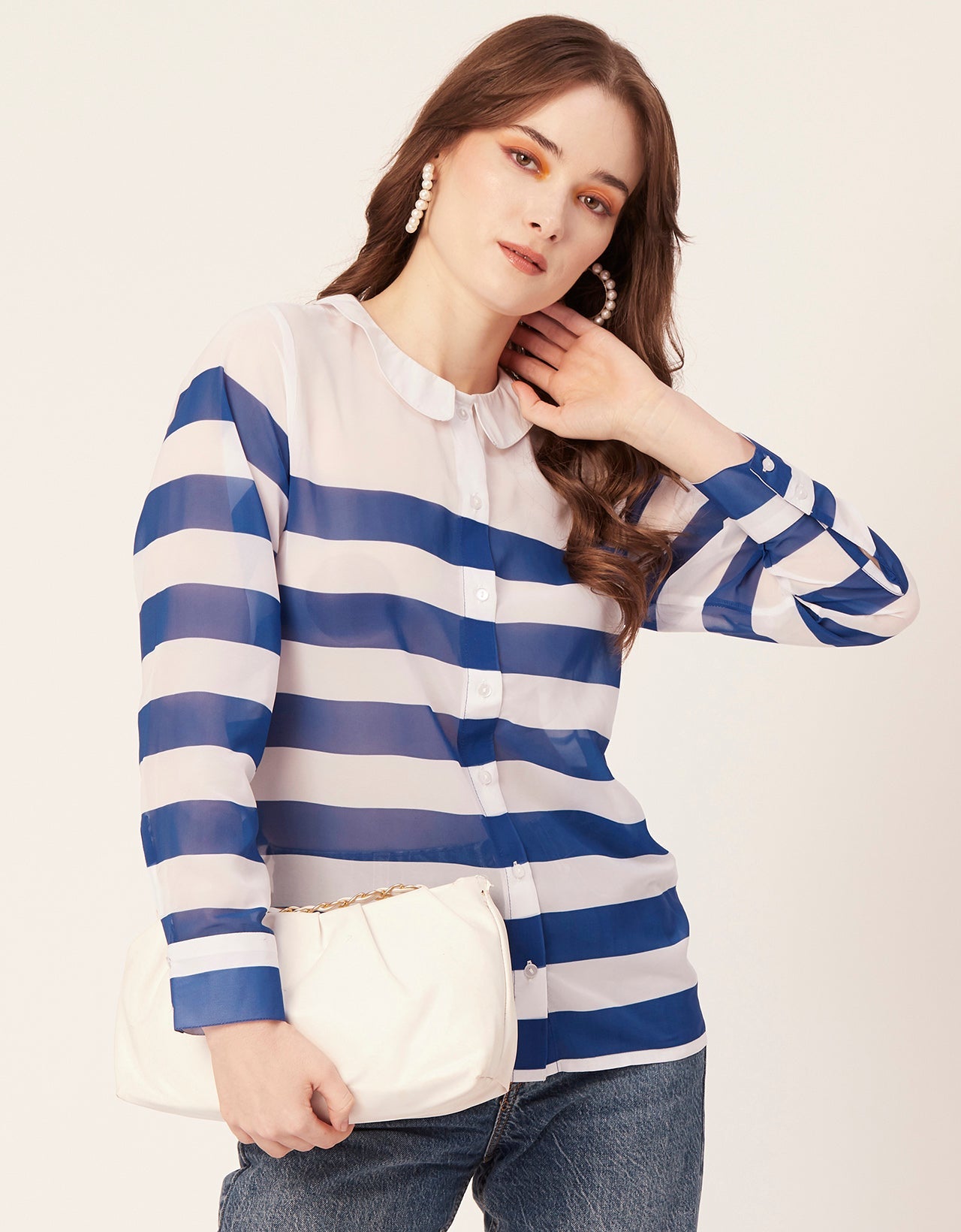 Printed Peter Pan Collar Shirt
