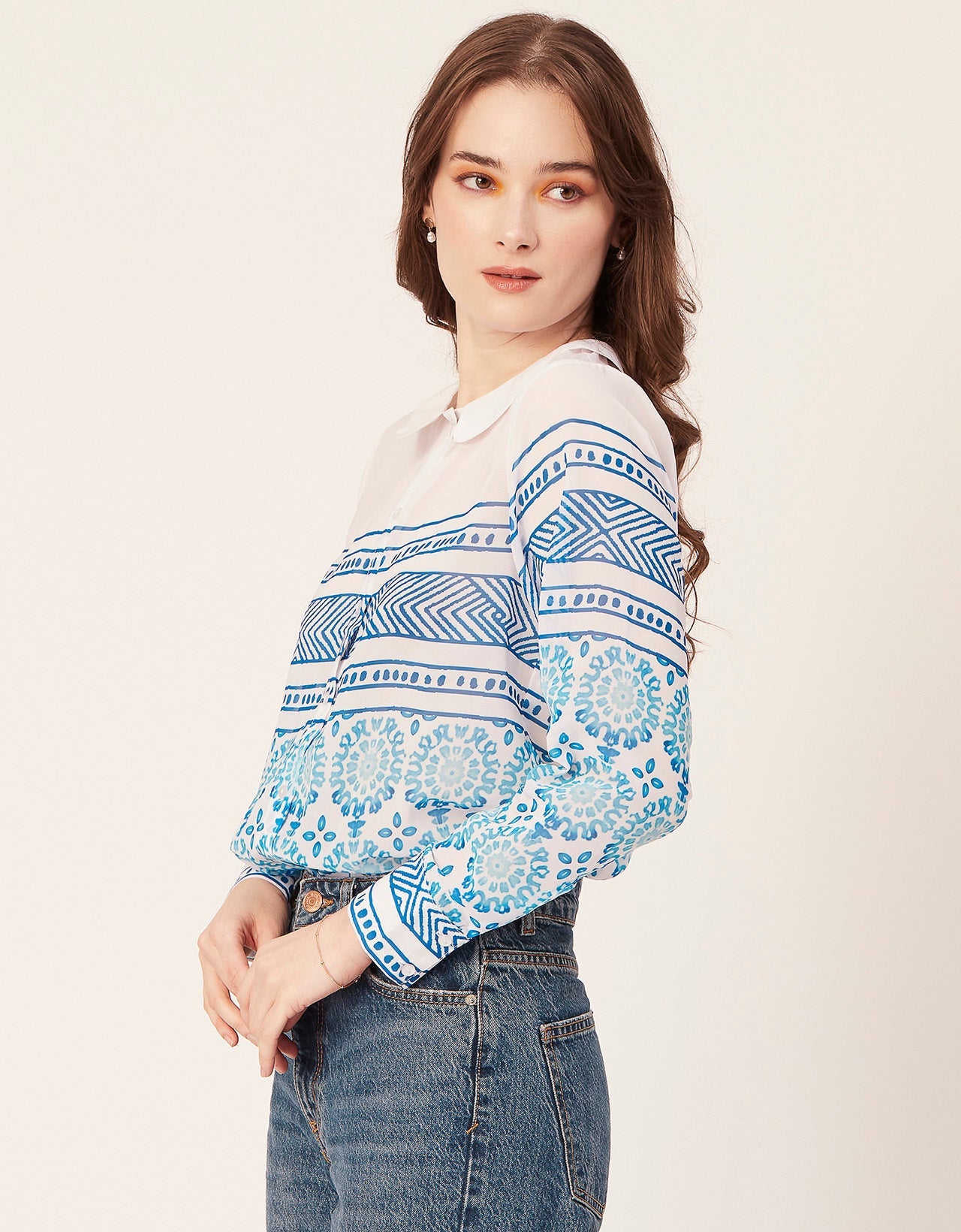 Printed Peter Pan Collar Shirt
