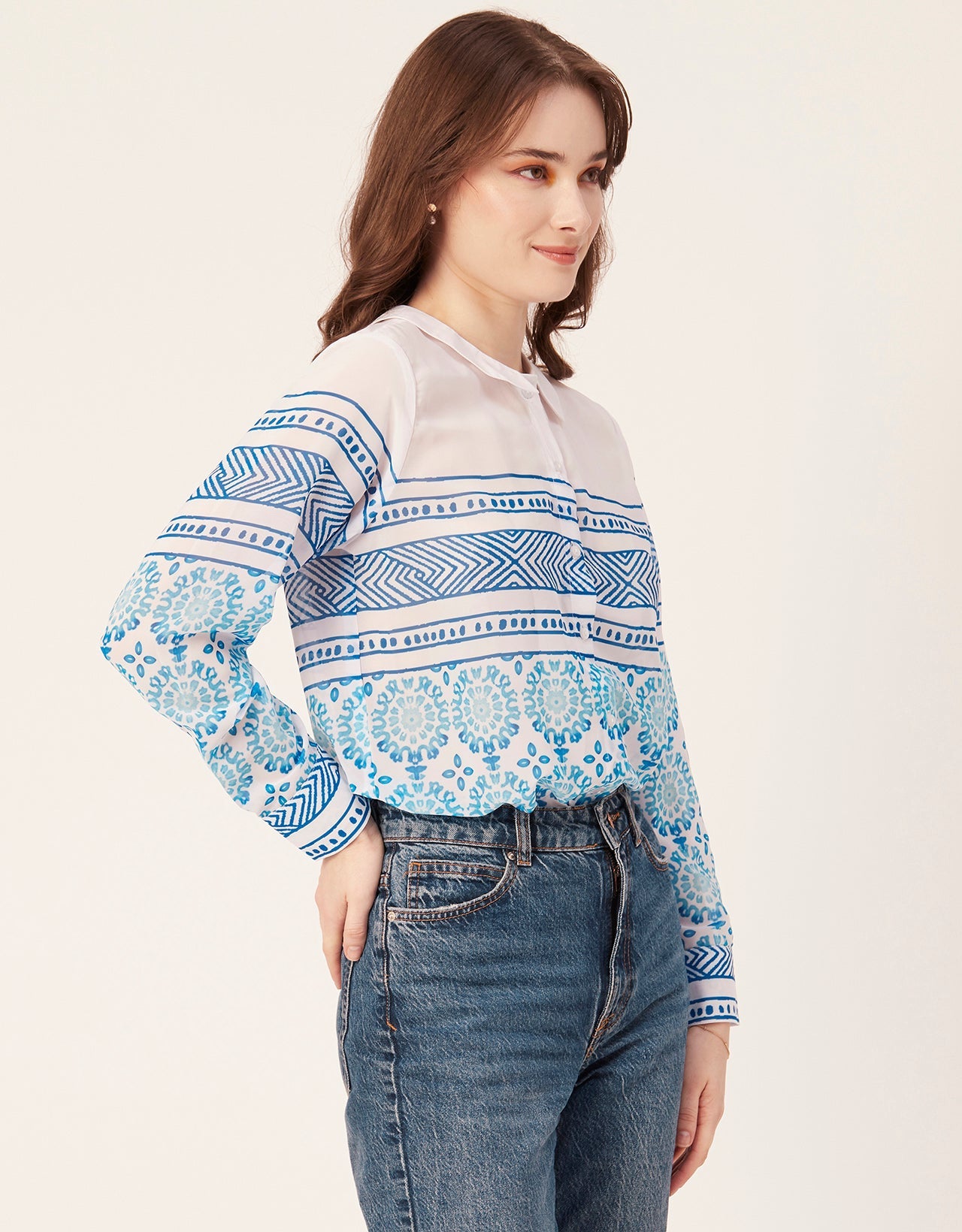 Printed Peter Pan Collar Shirt