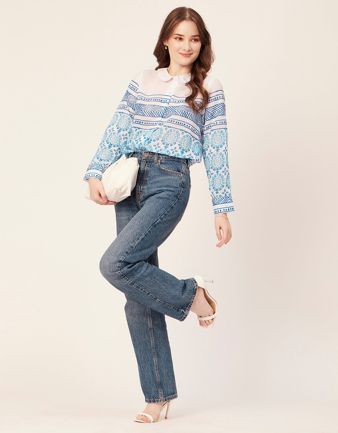 Printed Peter Pan Collar Shirt