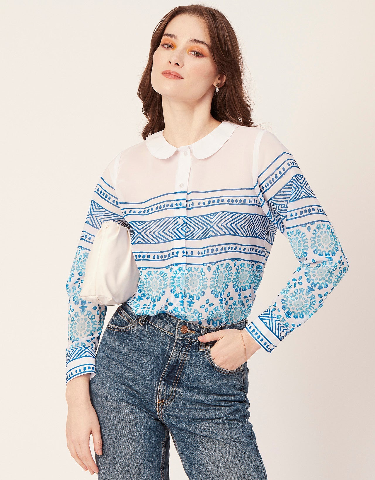 Printed Peter Pan Collar Shirt
