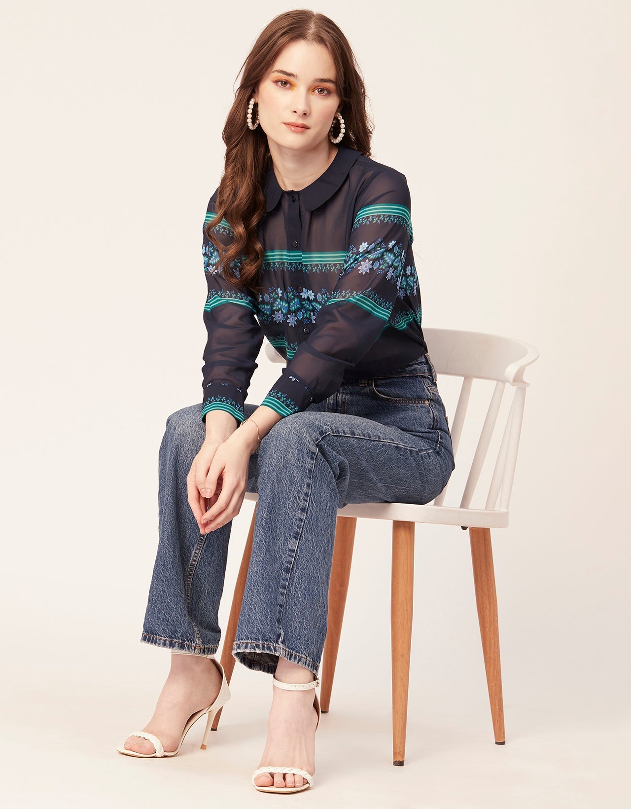 Printed Peter Pan Collar Shirt