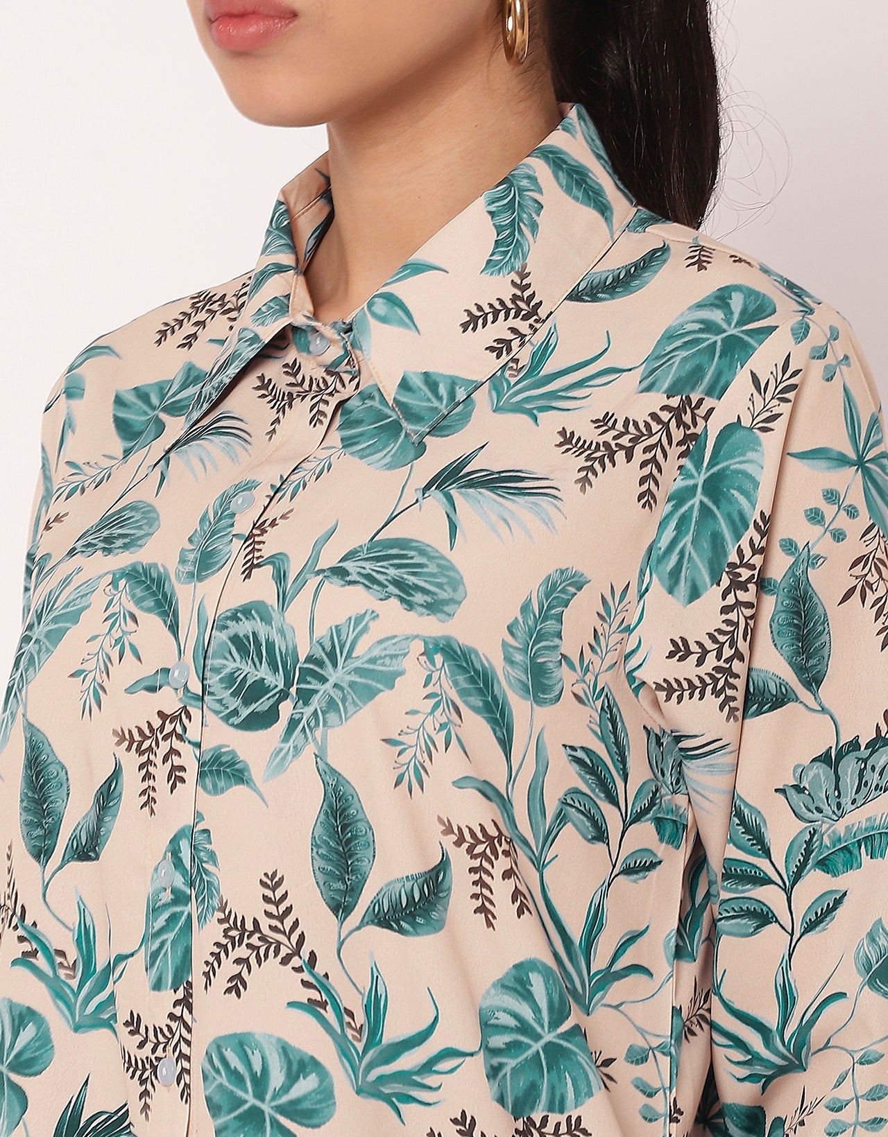 Long Collared Button Down High-Low Hem Shirt Dress