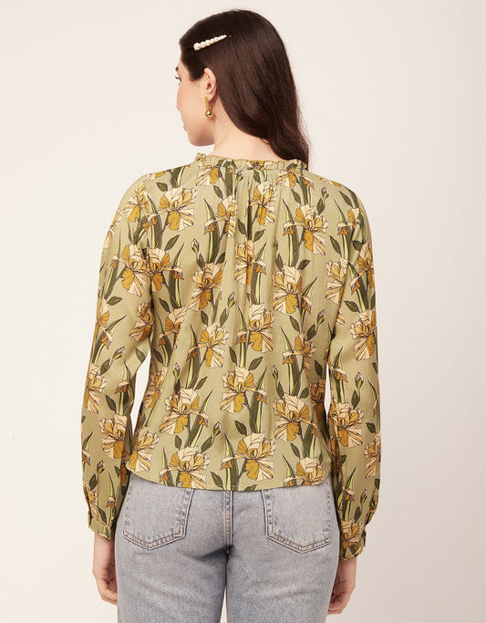 Printed Puffed Sleeve Tunic