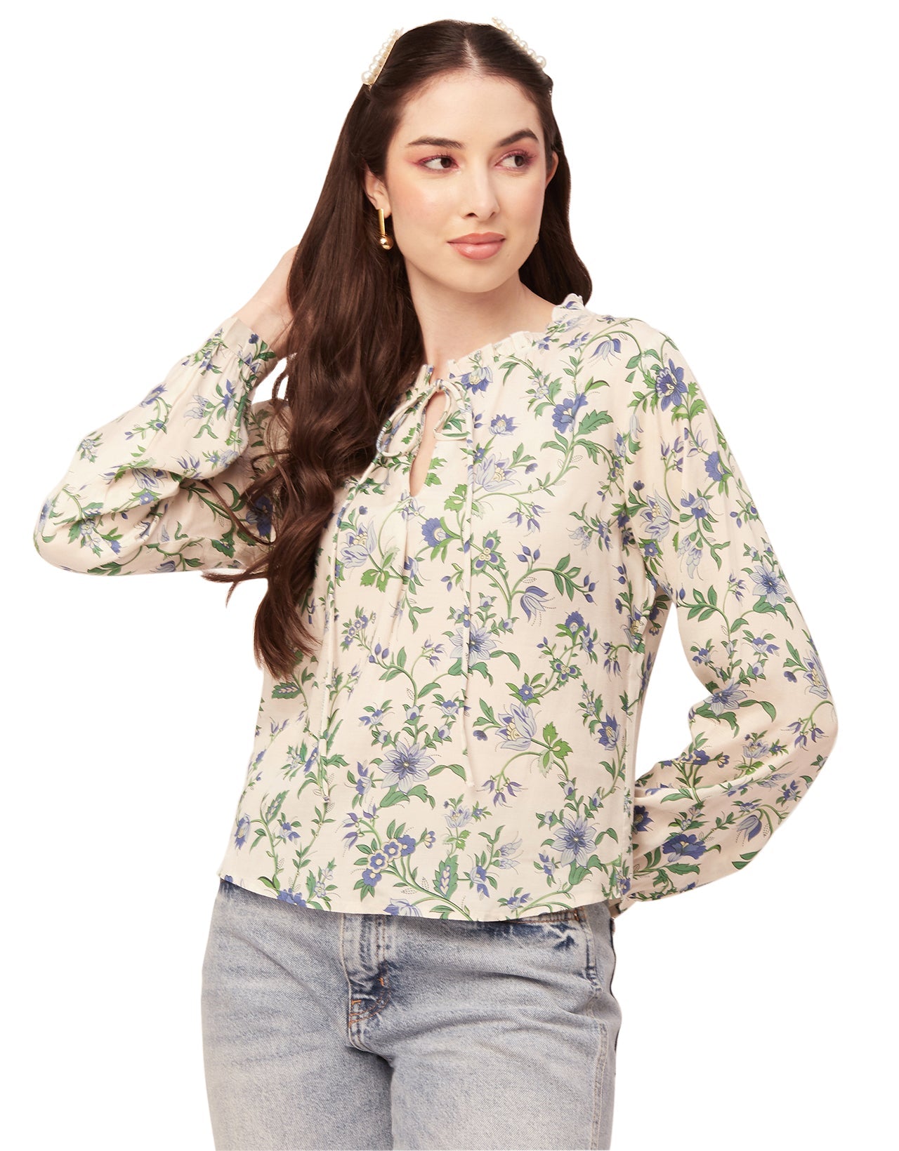 Printed Puffed Sleeve Tunic