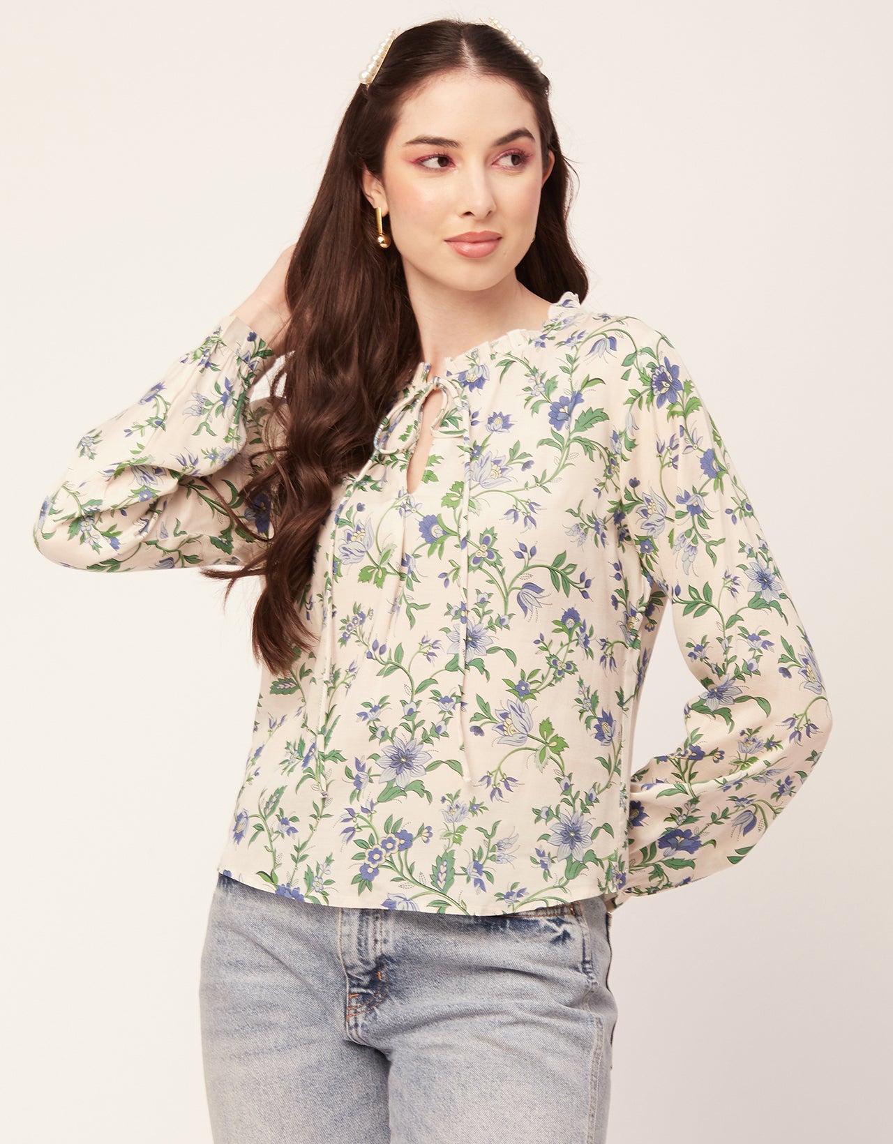 Printed Puffed Sleeve Tunic