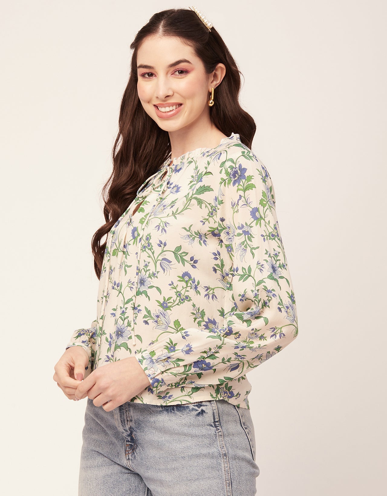 Printed Puffed Sleeve Tunic