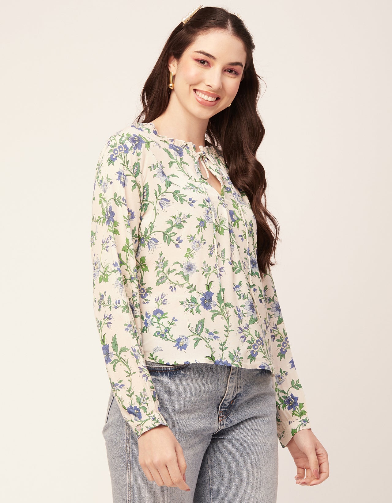 Printed Puffed Sleeve Tunic
