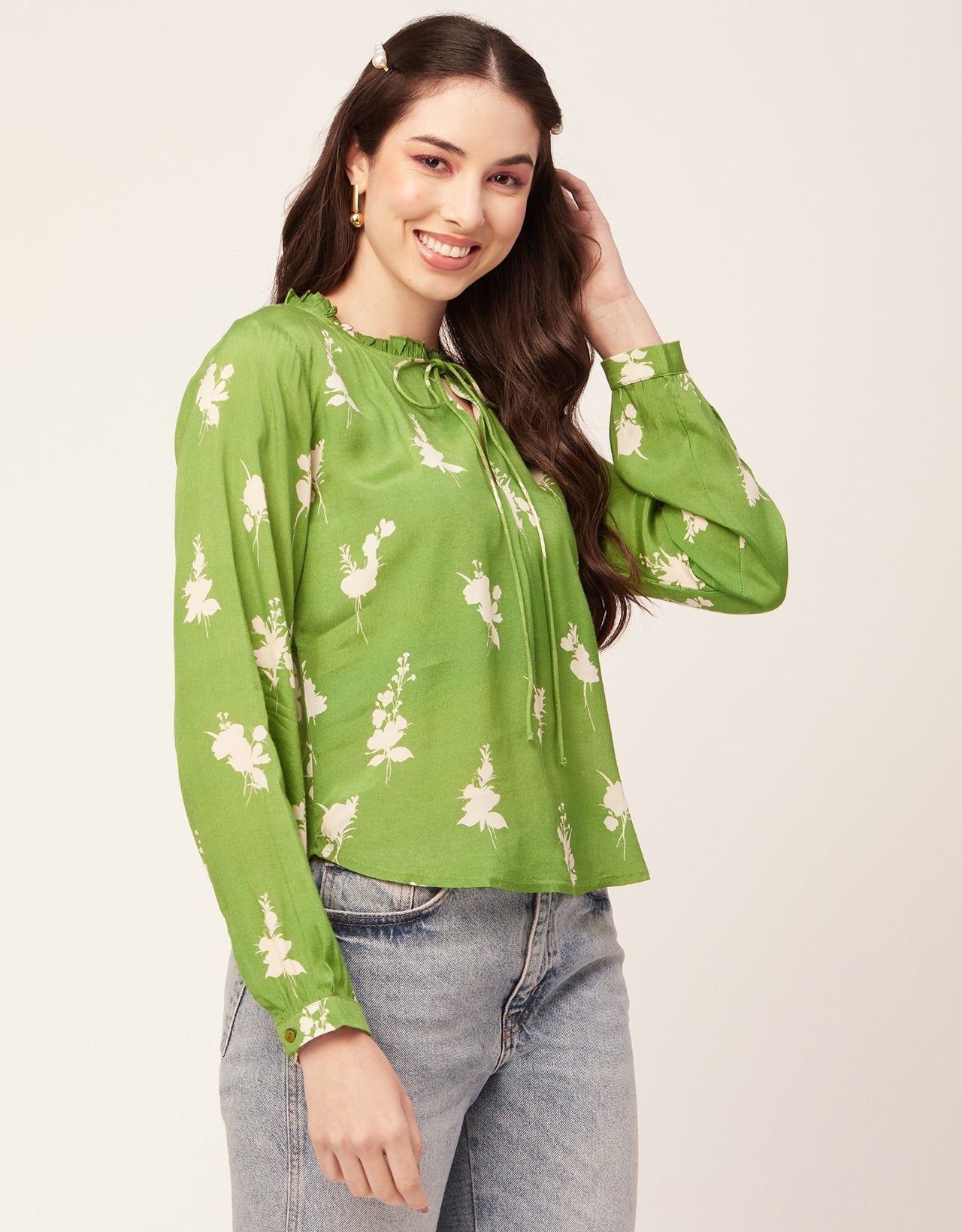 Printed Puffed Sleeve Tunic