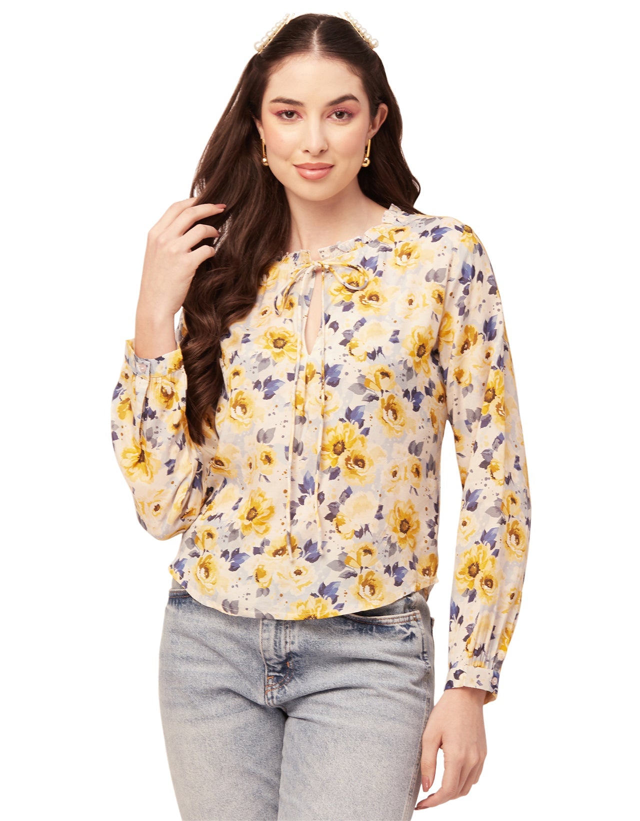 Printed Puffed Sleeve Tunic